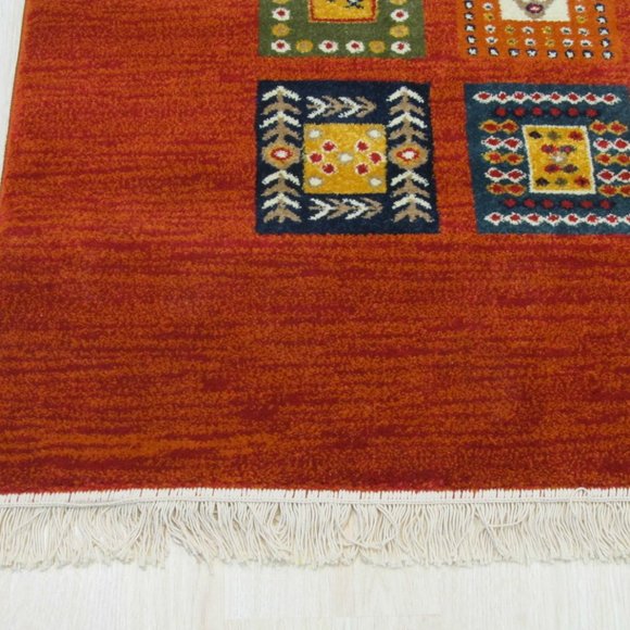 Rust Bohemian Gabbeh Rug - Picture 2 of 4